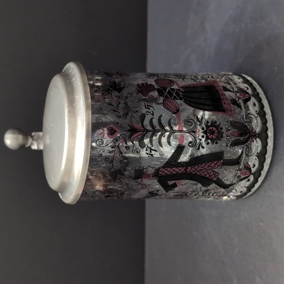 VGT,German Rein Zinn Glass Beer Stein With a Pewter Hinged Lid. - Picture 5 of 9